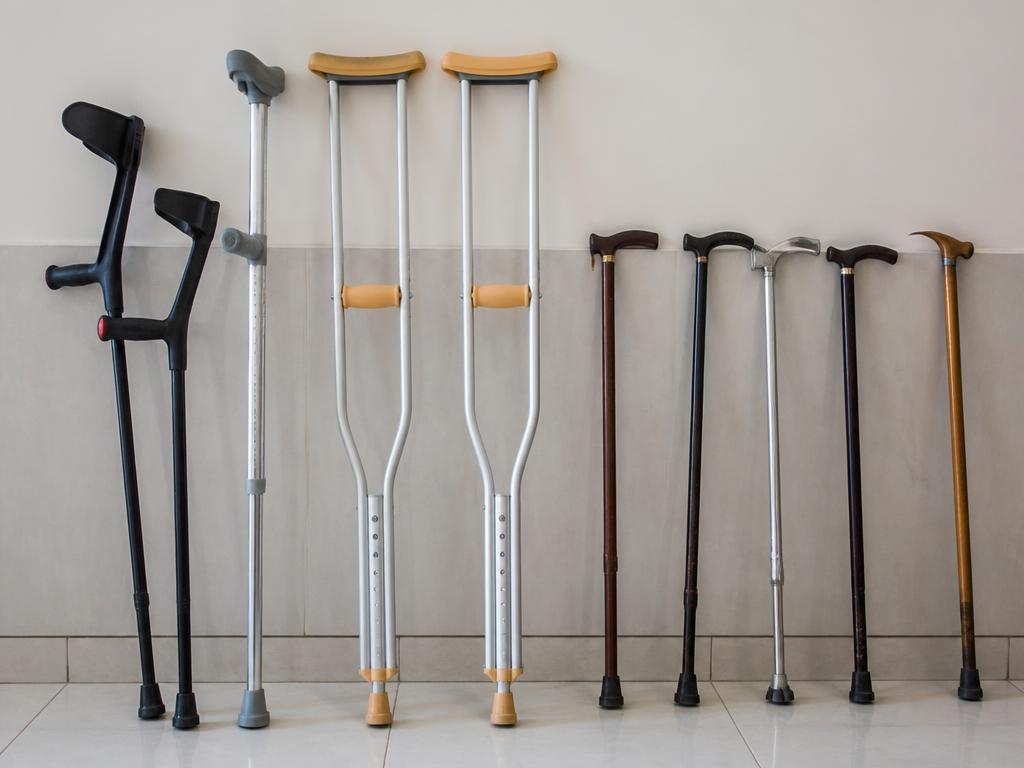Forearm crutches, underarm crutches and walking sticks