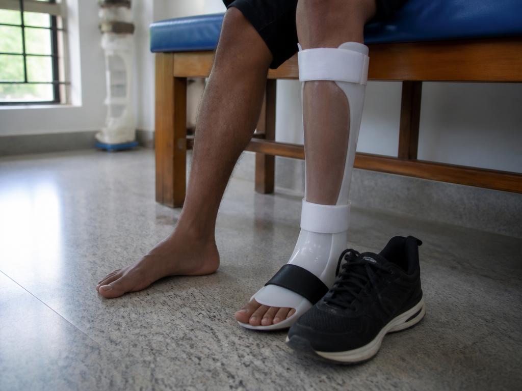 Ankle Foot Orthosis (AFO) worn by a patient in the clinic